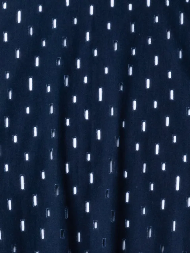 A-Line Flare Cotton Lasercut Grid Midi Dress