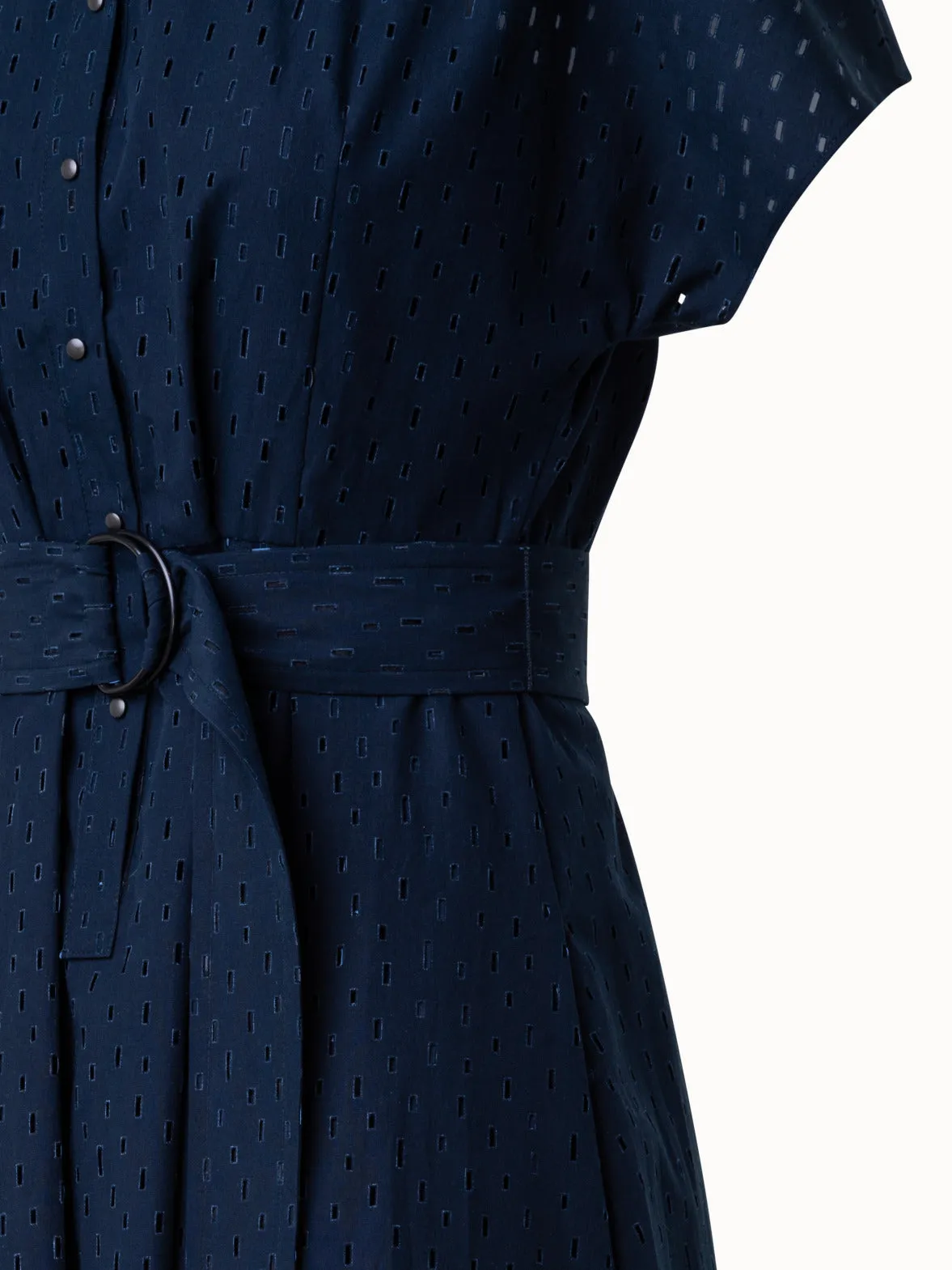 A-Line Flare Cotton Lasercut Grid Midi Dress