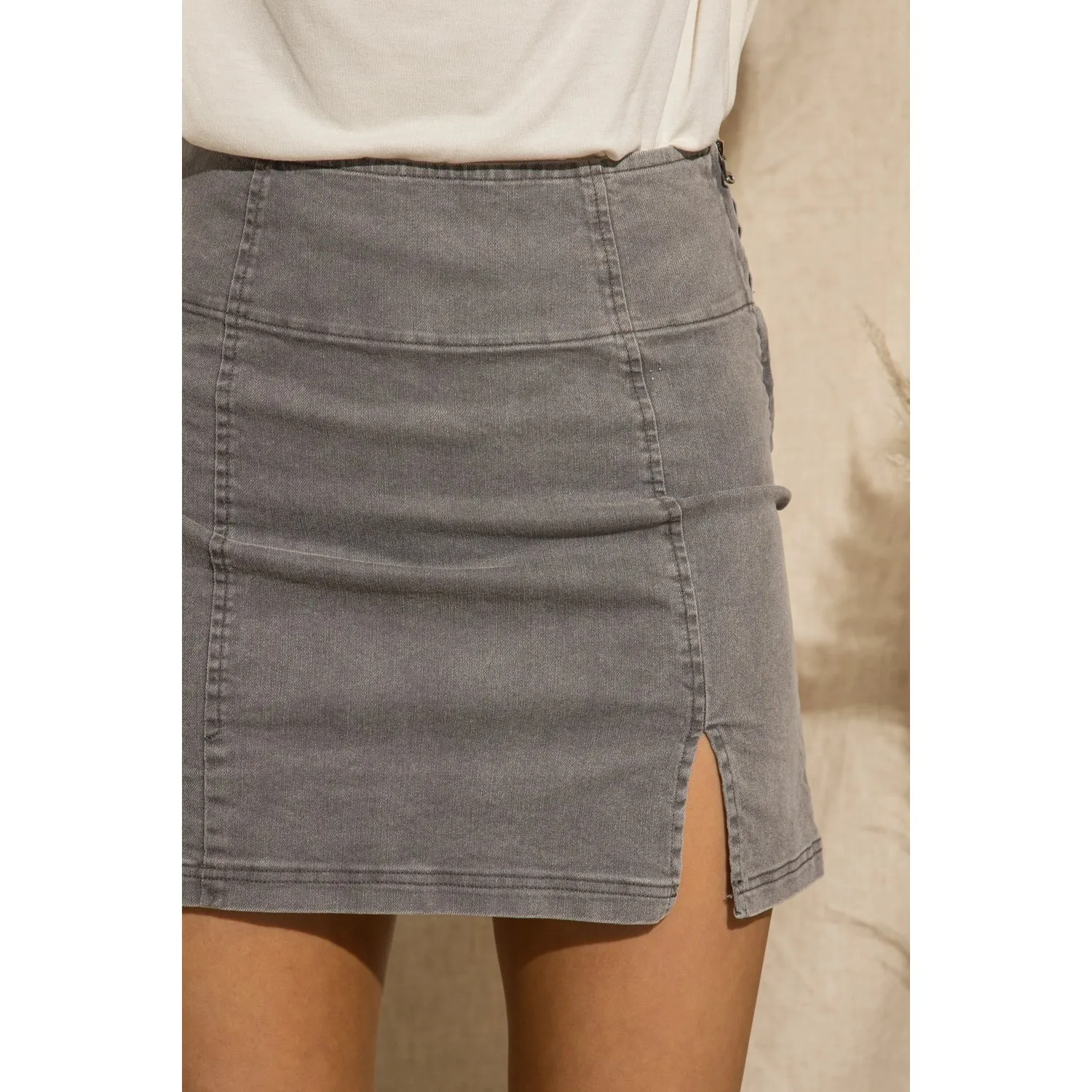 ann charcoal mini skirt with slit