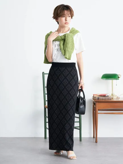 Aylani Jaquard Tight Skirt