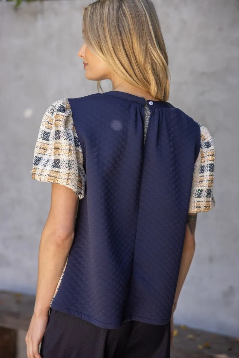 Briar Tweed Bubble Sleeve VOY Top
