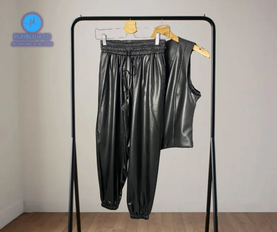 Cargo leather pants-927