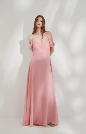 Chiffon Spaghetti Strap Off the Shoulder Floor-length Bridesmaid Dresses