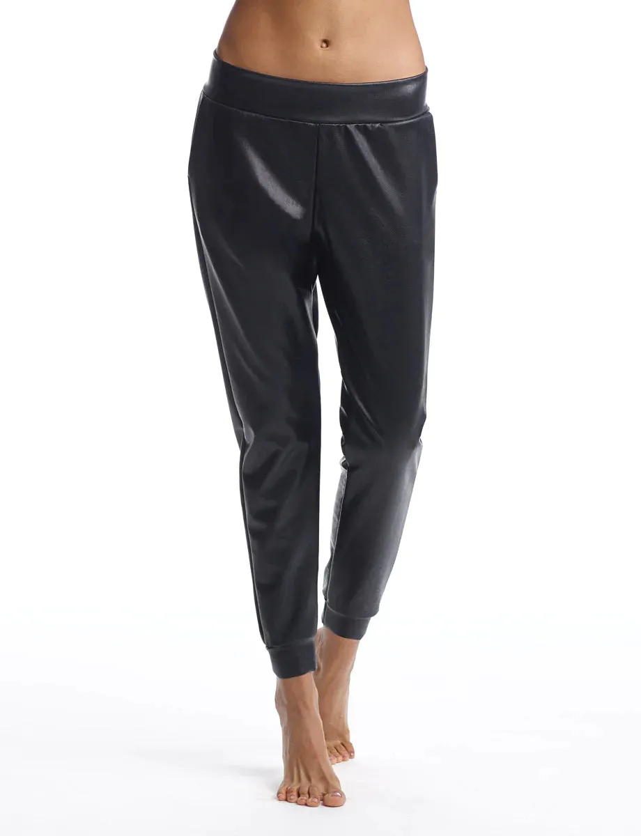 Commando Faux Leather Jogger - black