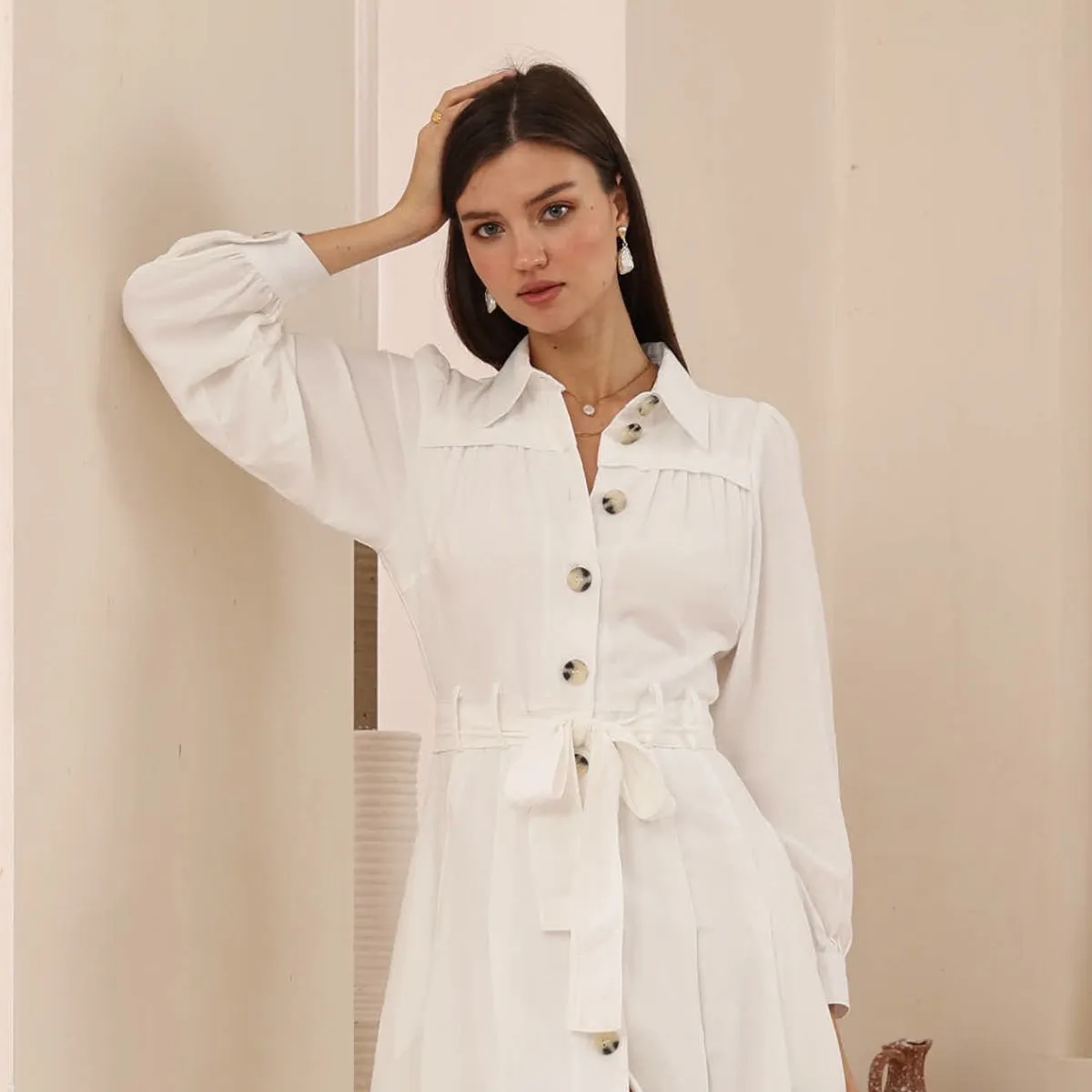 Crawford Midi Dress (White)