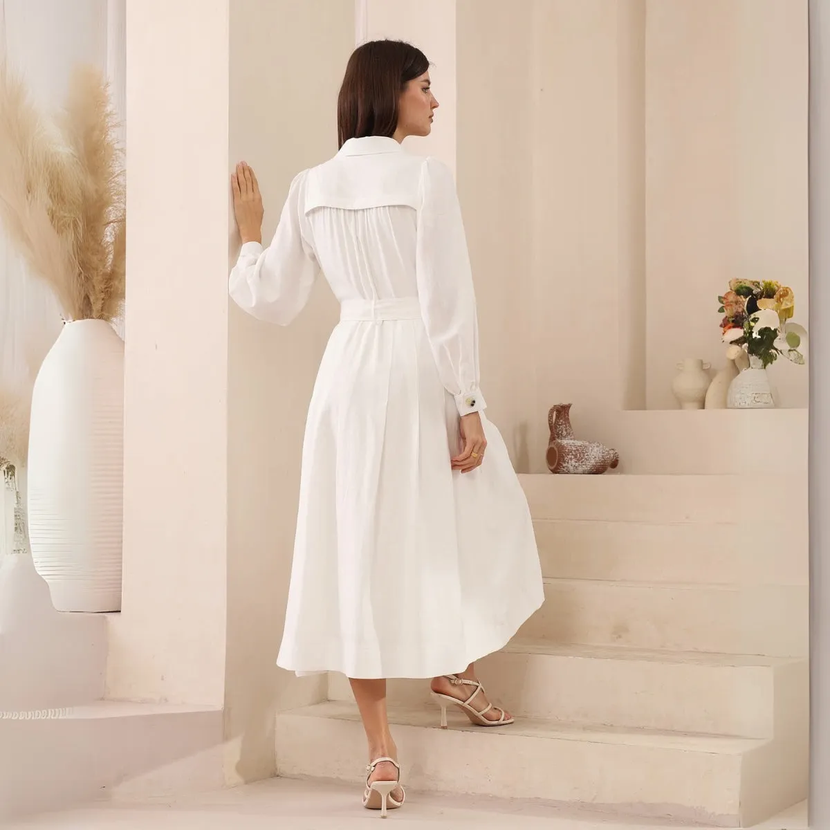 Crawford Midi Dress (White)