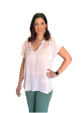 Delicate Tie Front Ruffle Sleeve Blouse