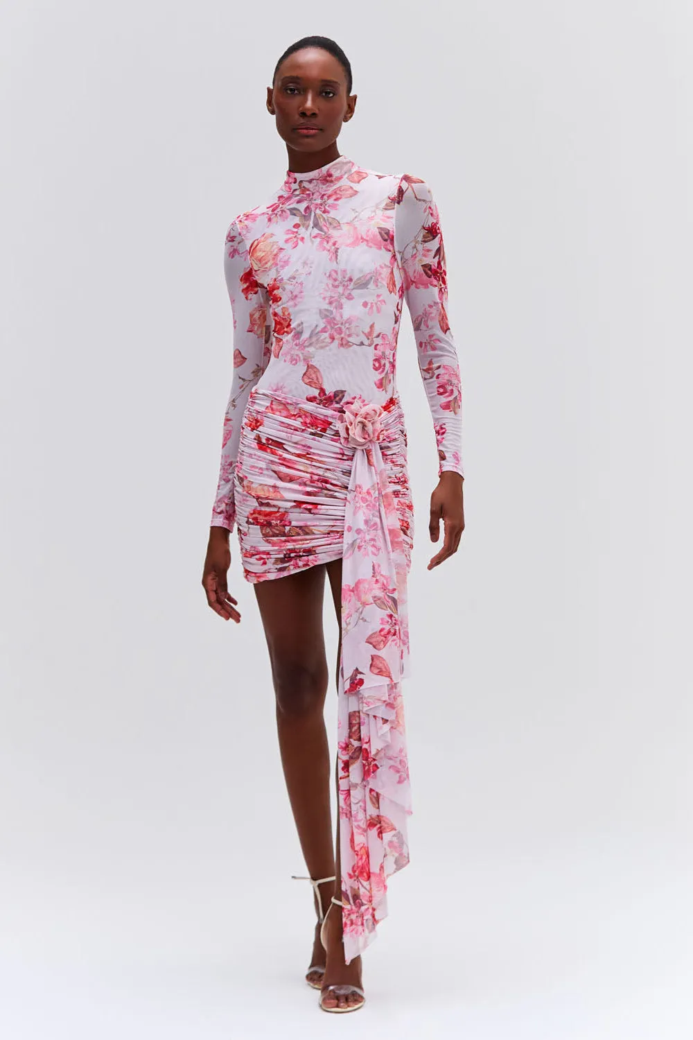 Floral Haze Stretch Tulle Mini Dress