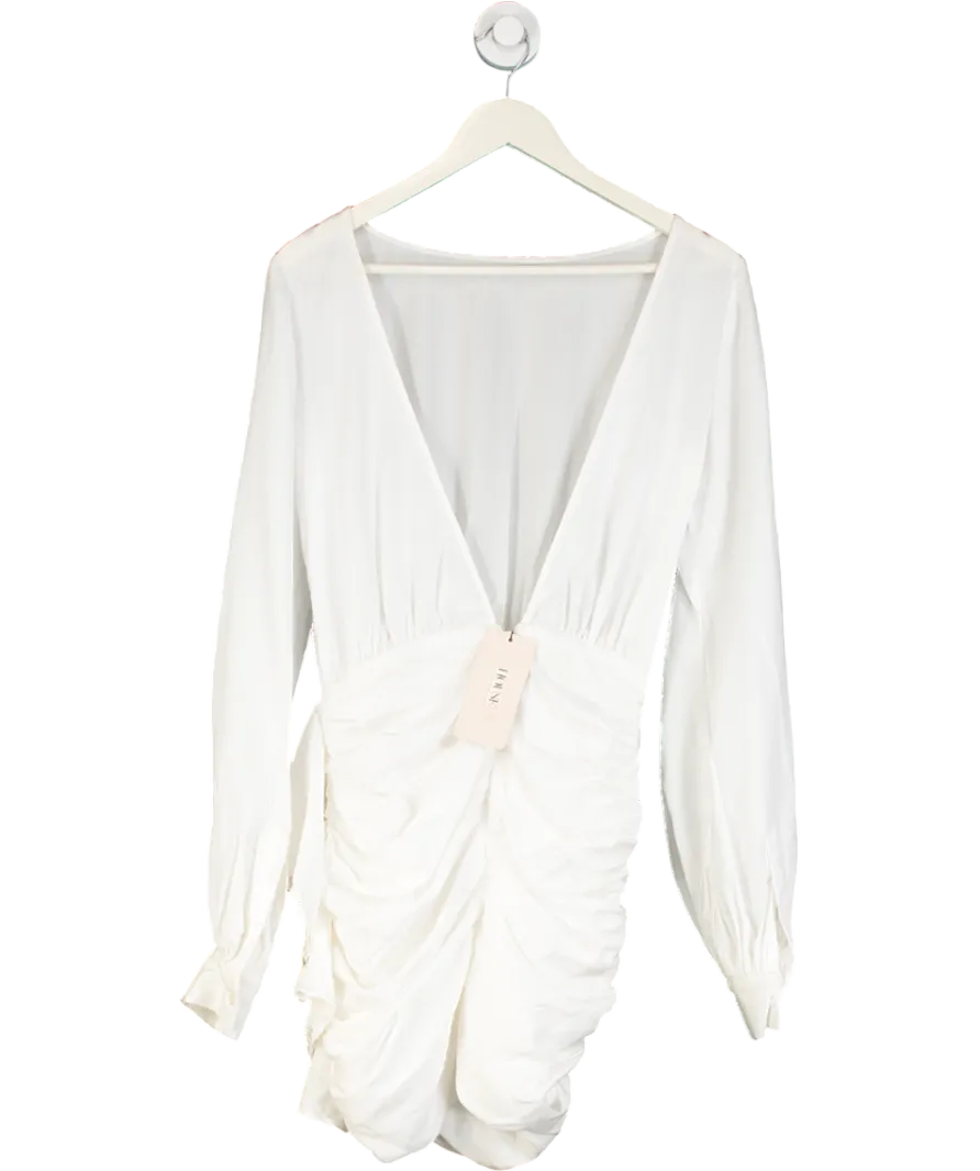 House of CB White Backless Ruched Chamberry Mini Dress UK S