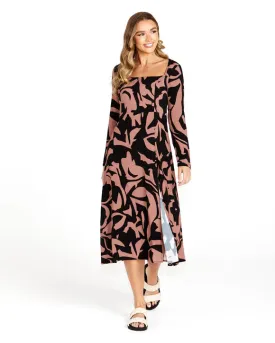 Joelle Tie Back Midi Dress - Abstract