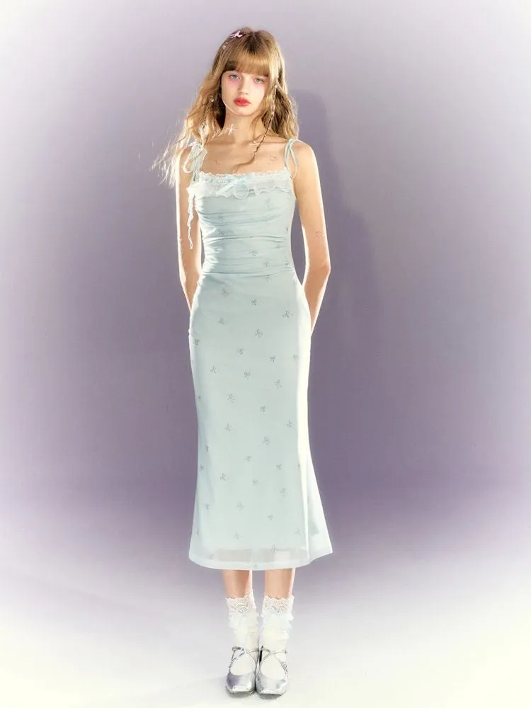Lace Mesh Tight Skirt Halter Dress【s0000009309】
