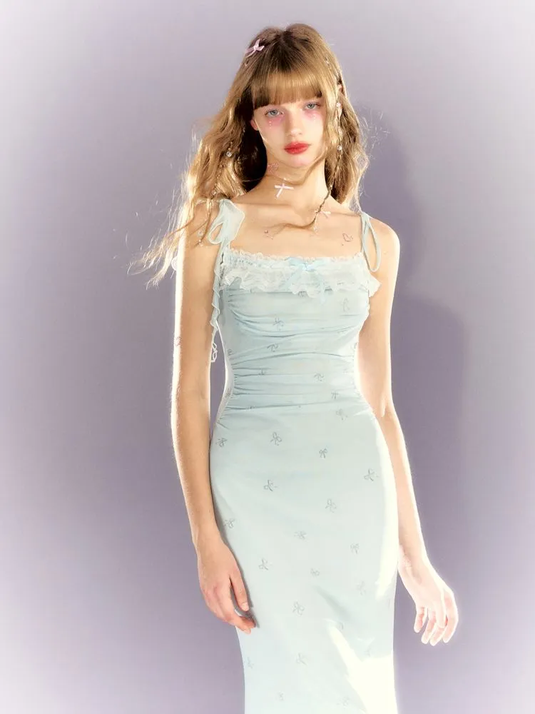Lace Mesh Tight Skirt Halter Dress【s0000009309】