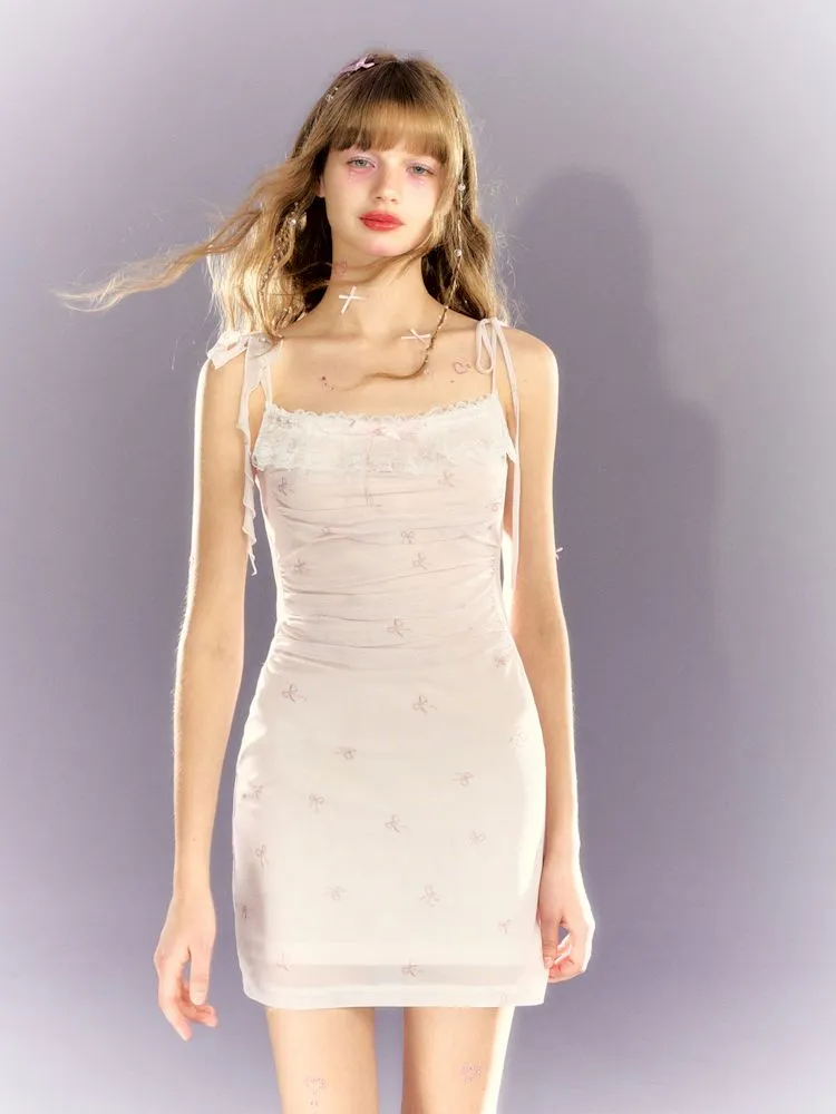 Lace Mesh Tight Skirt Halter Dress【s0000009309】