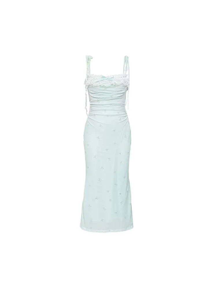 Lace Mesh Tight Skirt Halter Dress【s0000009309】