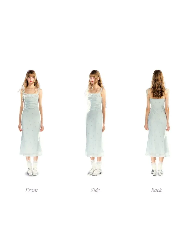Lace Mesh Tight Skirt Halter Dress【s0000009309】