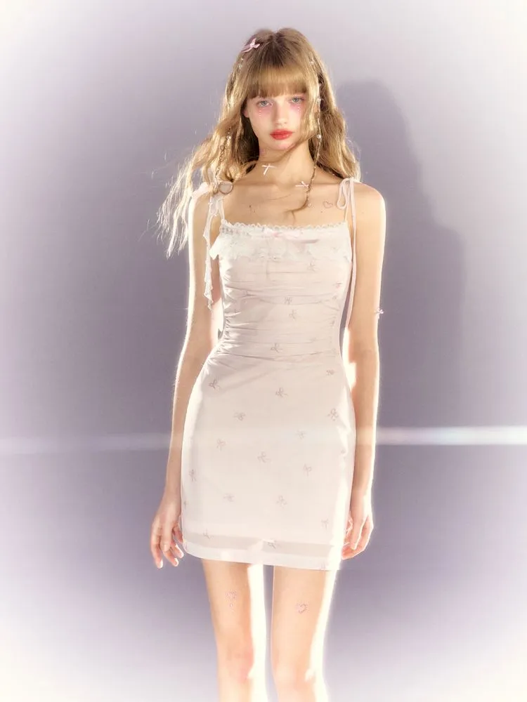 Lace Mesh Tight Skirt Halter Dress【s0000009309】