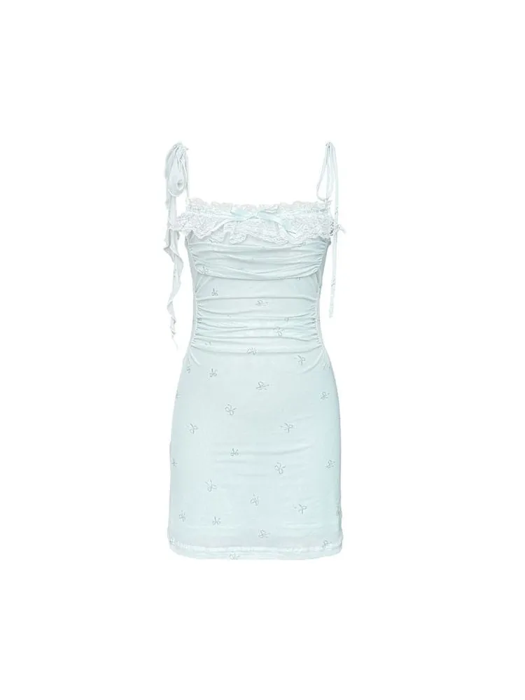 Lace Mesh Tight Skirt Halter Dress【s0000009309】
