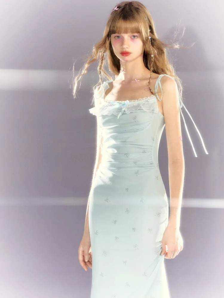 Lace Mesh Tight Skirt Halter Dress【s0000009309】
