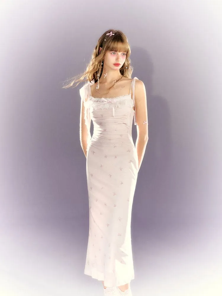 Lace Mesh Tight Skirt Halter Dress【s0000009309】