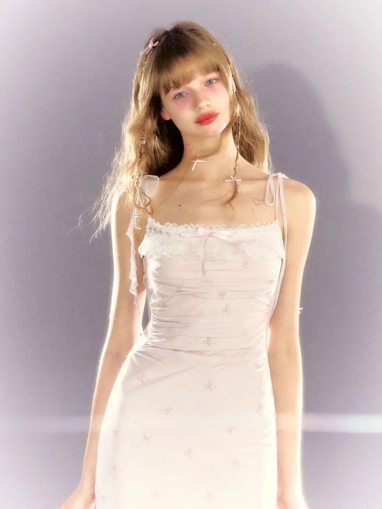 Lace Mesh Tight Skirt Halter Dress【s0000009309】