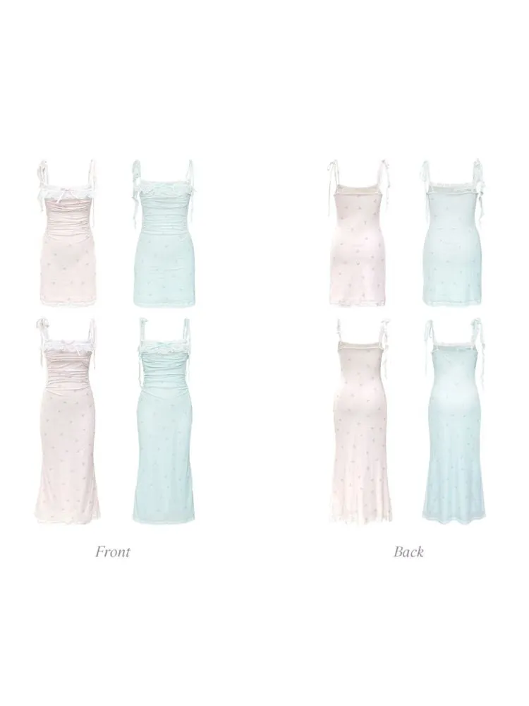 Lace Mesh Tight Skirt Halter Dress【s0000009309】