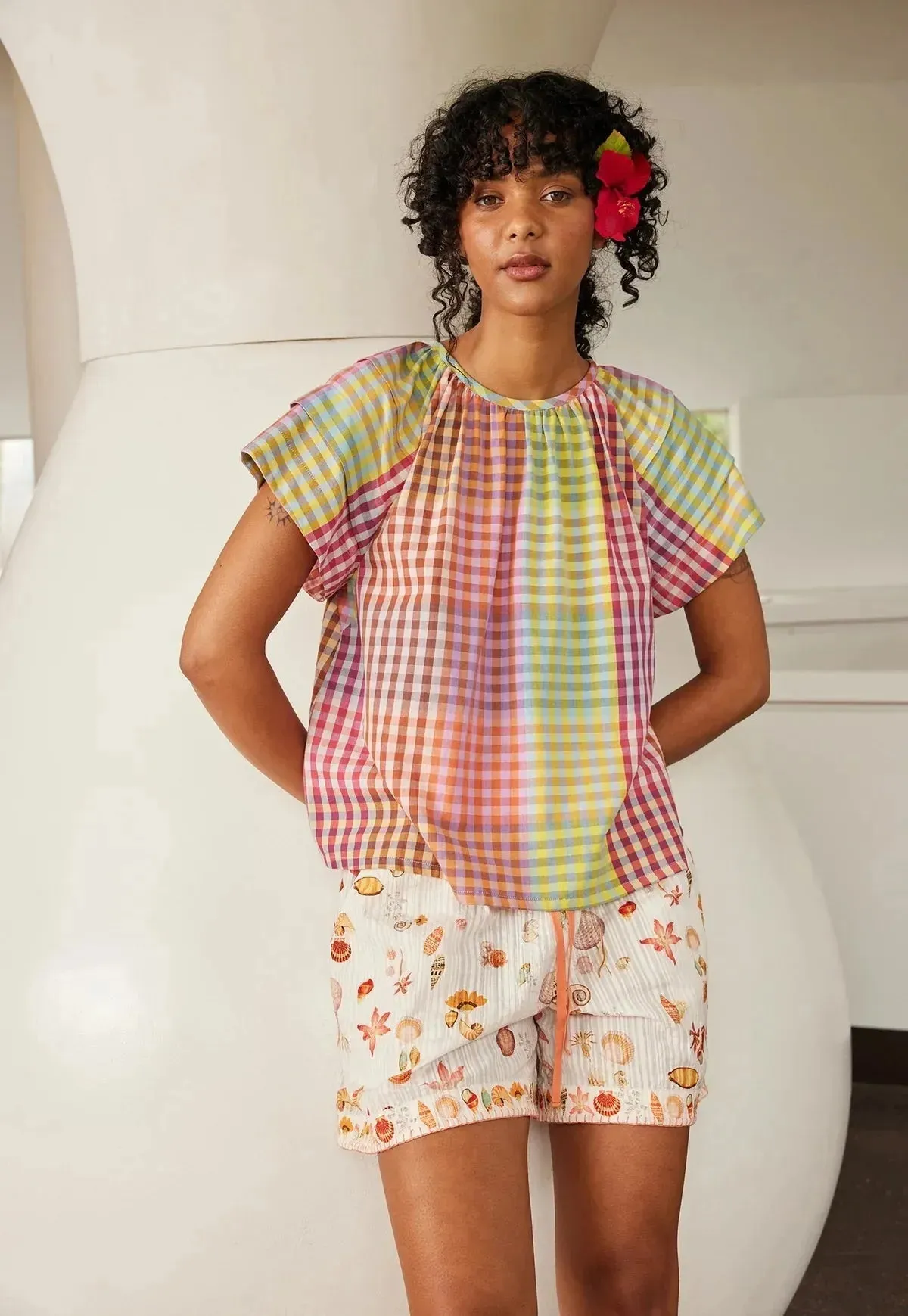 Nancybird Micci Top in Sunrise Check