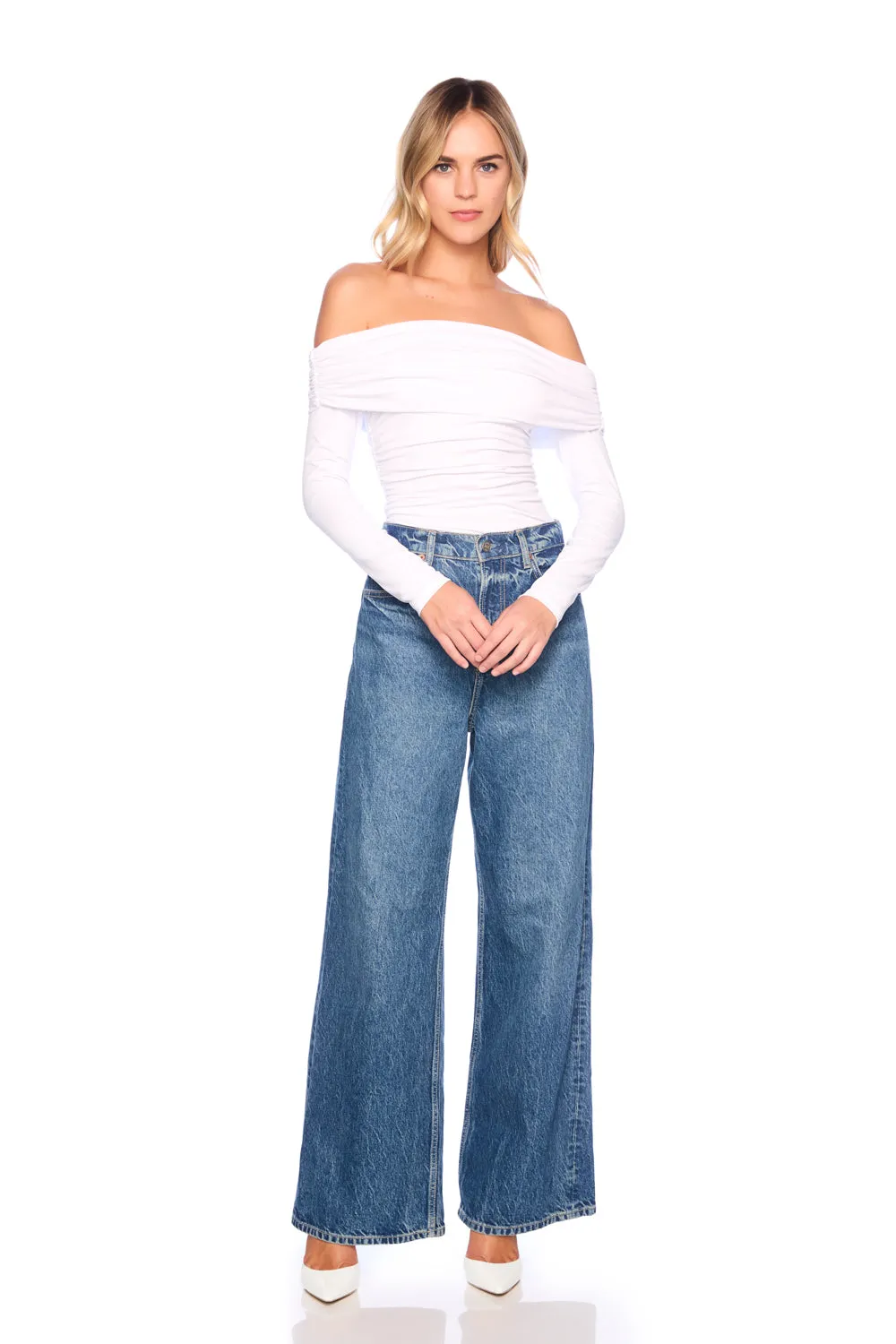off the shoulder gathered top