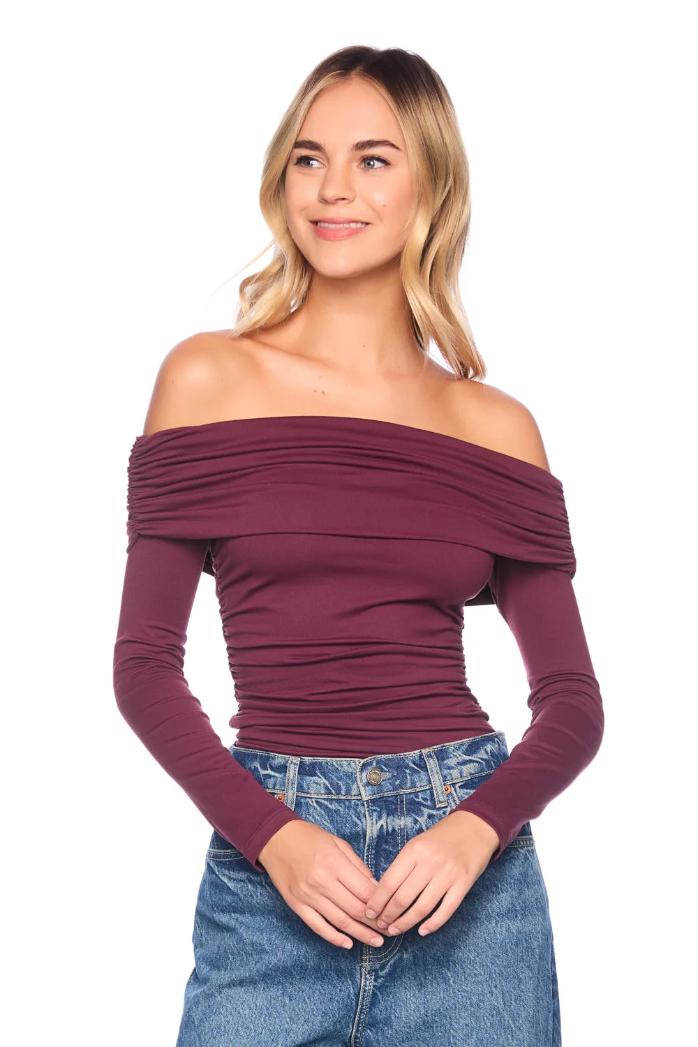 off the shoulder gathered top