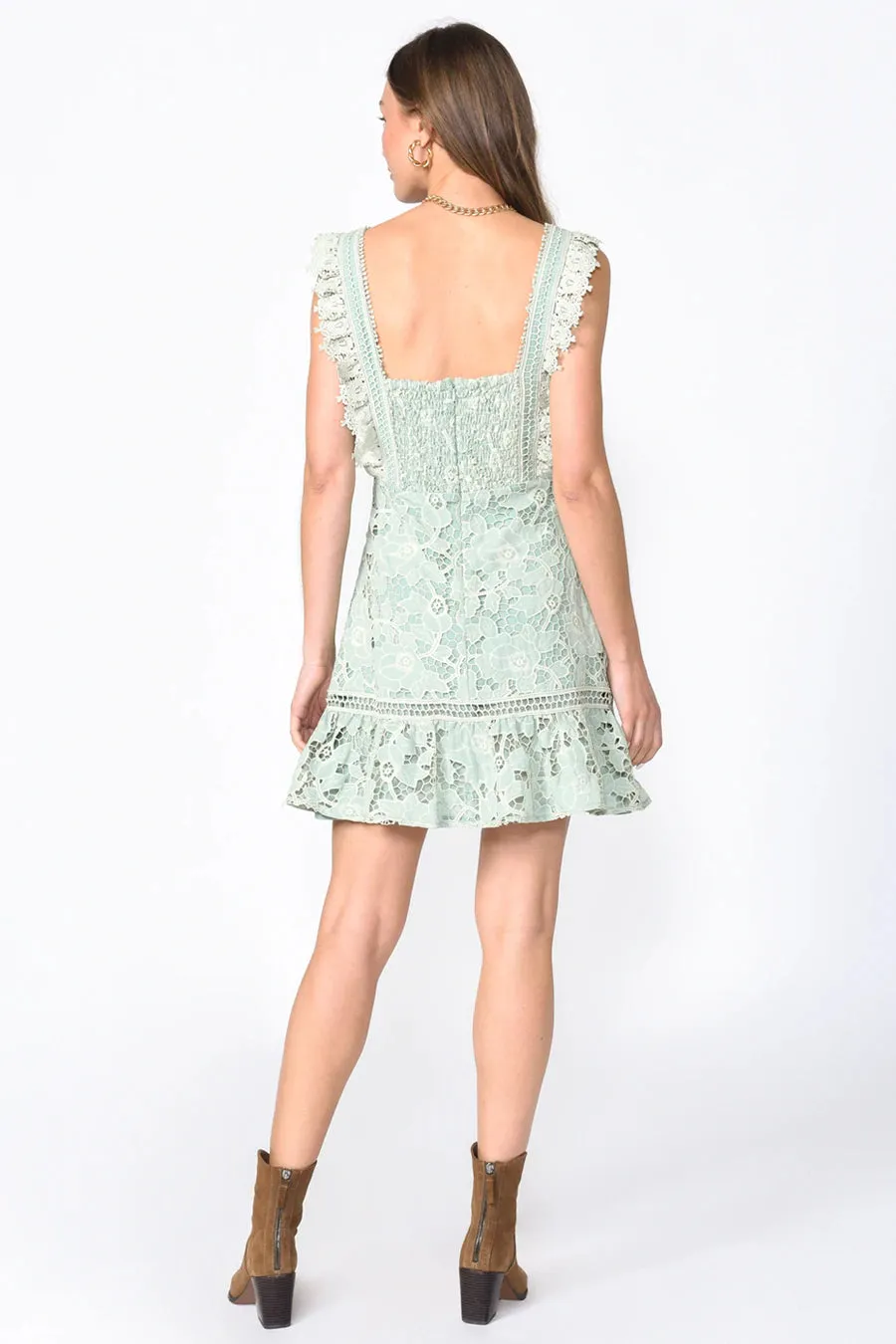 Pistachio Lace Isabella Mini Dress