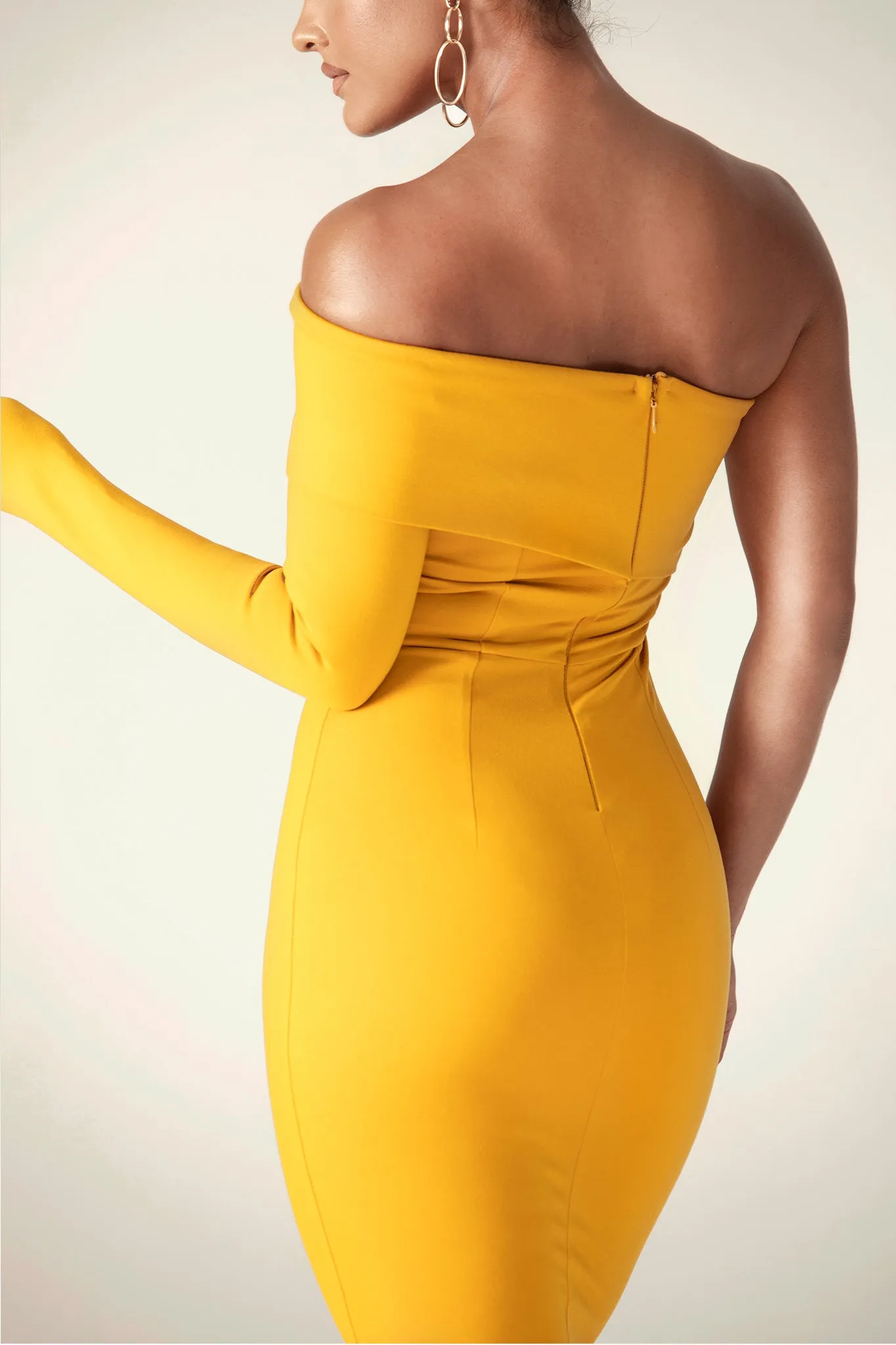 Rita One Shoulder Dress (Mustard Yellow)