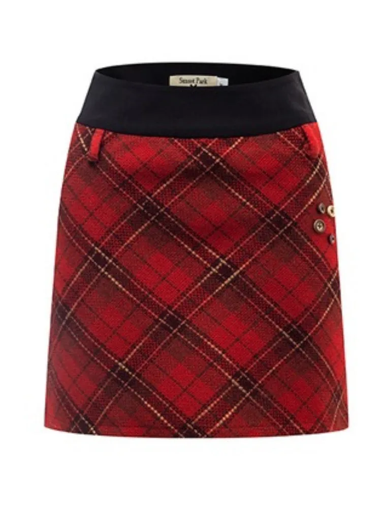 Sailor Collar Boa Coat & Plaid Tight Mini Skirt【s0000004359】