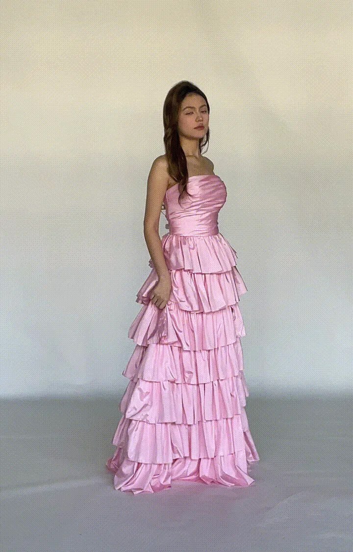 Strapless Bodice Multi-Tiered Hem Puffy Dresses