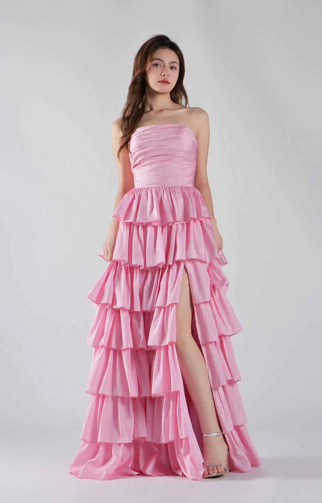 Strapless Bodice Multi-Tiered Hem Puffy Dresses