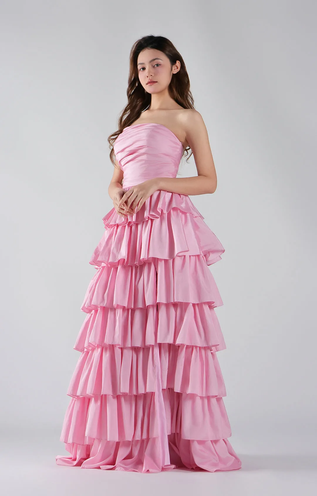 Strapless Bodice Multi-Tiered Hem Puffy Dresses