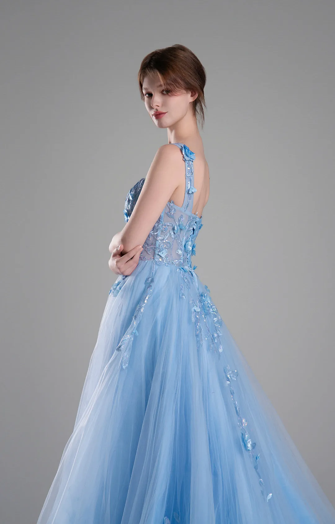 Sweetheart 3D Floral Embroidery Appliquéd Puffy Dresses