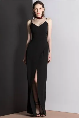 Tight Black Wrap Dress with Slit