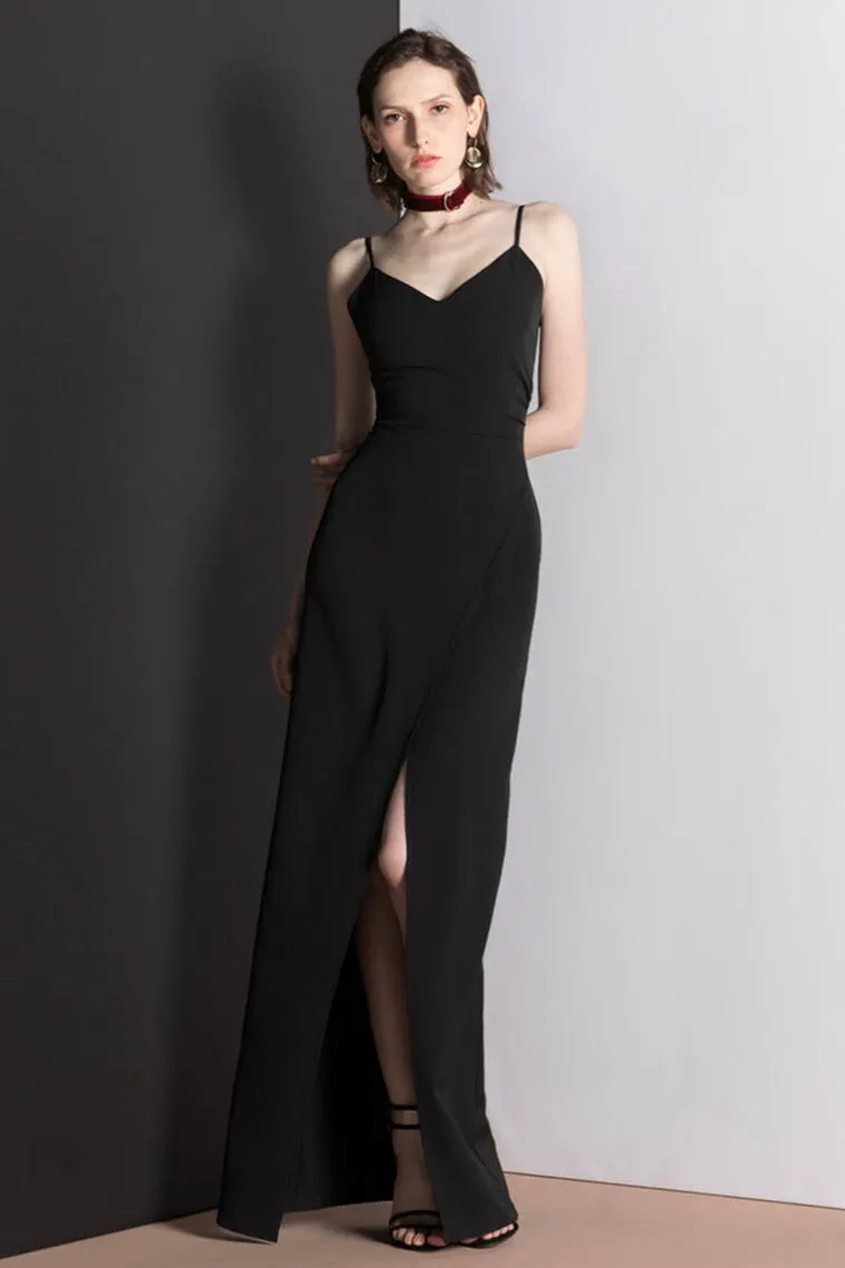 Tight Black Wrap Dress with Slit