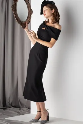 Vintage Black Tight Midi Dress