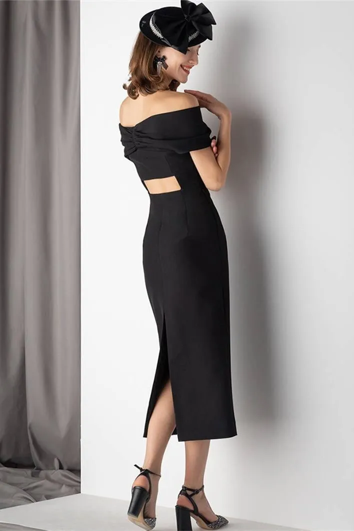 Vintage Black Tight Midi Dress
